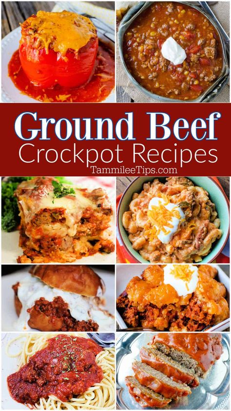 Easy Ground Beef Crockpot Recipes perfect for every occasion! From family dinners to potlucks these ground beef recipes are perfect! Ground Beef Dishes Crockpot, Ground Hamburger Crockpot Recipes, Ground Beef Crock Pot Meals, Crockpot Soup Recipes Ground Beef, Healthy Ground Beef Crockpot Recipes Easy, Crockpot Ideas With Ground Beef, Crockpot Hamburger Recipes Ground Beef, Ground Beef Recipes For Dinner Crock Pot, Frozen Ground Beef Crockpot Recipes