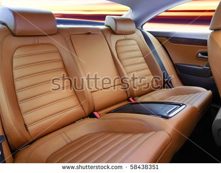 back passenger seats in modern luxury comfortable car Upholstery, Leather, Black