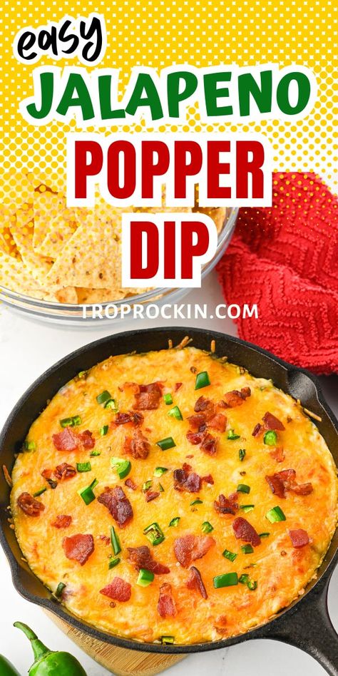 Jalapeno Popper Dip Football Party Dip, Cheesy Jalapeno Dip, Baked Dip Recipes, Appetizer Dips Hot, Jalapeno Popper Dip Recipe, Air Fryer Recipes Appetizers, Jalapeno Popper Dip, Popper Dip, Spicy Appetizers