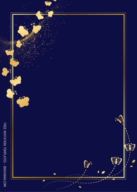 Blue Wedding Card Design, Navy Blue Invitation Template, Blue Invitation Template, Butterflies Wedding, Butterfly Wedding Invitations, Navy Blue And Gold Wedding, How To Make Invitations, Vision Board Photos, Butterfly Ornaments