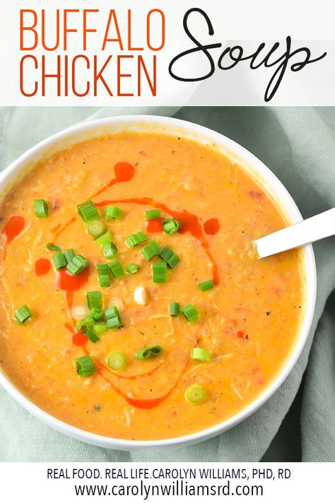 Puree Soup Recipes, Creamy Buffalo Chicken, Healthy Buffalo Chicken Dip, Chicken Soup Crockpot, Buffalo Chicken Dip Crock Pot, Crockpot Buffalo Chicken, Buffalo Chicken Soup, Bariatric Friendly Recipes, Healthy Greek Yogurt