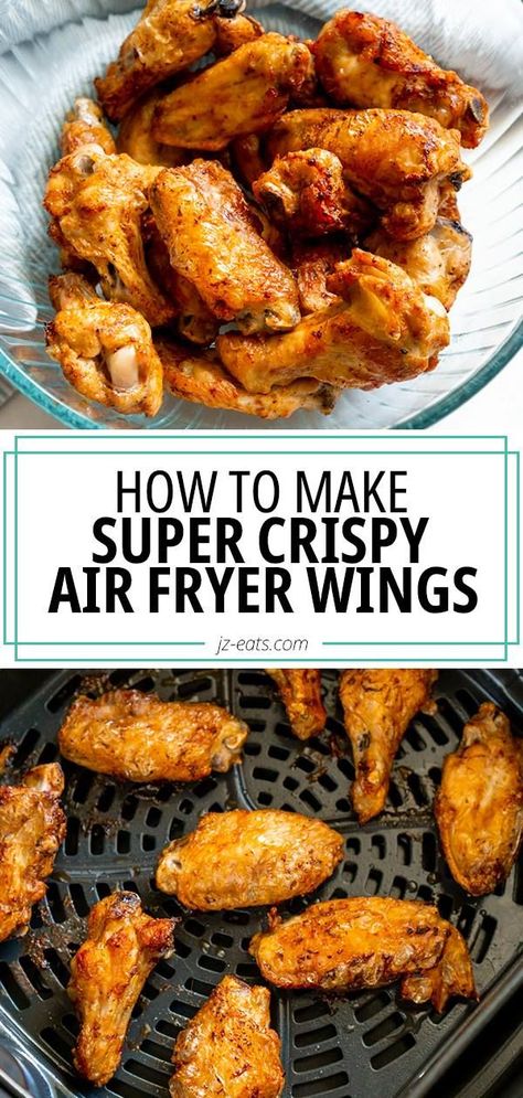 Easy Wings In Air Fryer, Super Crispy Air Fryer Chicken Wings, Best Chicken Wings Airfryer, Chicken Wings Air Fried, Air Fryer Hot Wings Crispy, Wingette Recipes Air Fryer, Air Dry Chicken Wings, Air Fry Party Wings, Quick Wings Recipe