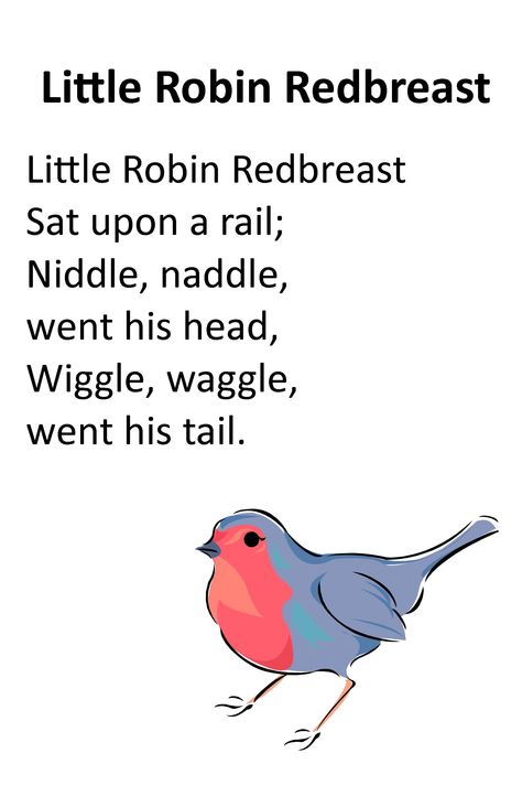 Itty Bitty Rhyme: Little Robin Redbreast Bird Rhymes Preschool, Winter Rhymes, Bed Time Routine, Baby Storytime, Short Songs, English Poems For Kids, Rhyming Riddles, Nursery Rhymes Lyrics, Rhymes Lyrics