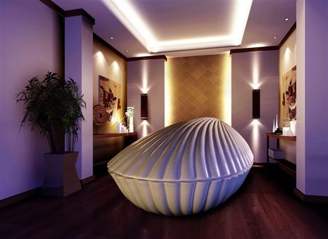 Isolation Shell Tank with the lid closed - so beautiful! Floating Tank, Float Room, Isolation Tank, Float Spa, Float Tank, Meditation Studio, Spa Ideas, Aesthetic Space, Spa Decor