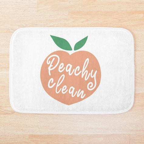 Soft, printed microfiber bath mat with foam cushion and a non-slip base. Available in multiple sizes. Machine washable. PEACHY CLEAN :) this illustration looks super cute on a bath mat or shower curtain Peachy Clean Bath Mat, Peachy Clean, Foam Cushions, Bath Mat, Gift Shop, Sell Your Art, Shower Curtain, Print Design, Super Cute