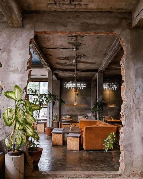 Cafe Interior Design Rustic, Instagram Restaurant, Coffee House Design, Nature And Architecture, Industrial Cafe, Rustic Cafe, Cafe Concept, Rustic Restaurant, Cafe Shop Design