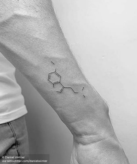 Serotonin Tattoo, Molecule Tattoo, Simple Tattoos For Guys, Cool Wrist Tattoos, Wrist Tattoos For Guys, Arm Band Tattoo, Cool Small Tattoos, Line Art Tattoos, Badass Tattoos