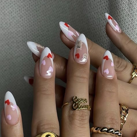 Powerpuff Nails, Kylie Nails, Vday Nails, Valentines Day Nails, Chrome Nails Designs, Summer Toe Nails, Nail Designs Valentines, Almond Acrylic Nails, Summer Acrylic Nails