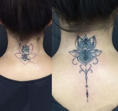 Back Neck Tattoo Cover Up, Neck Tattoo Cover Up Ideas, Back Of Neck Tattoos For Women Cover Up, Neck Tattoo Cover Up, Female Neck Tattoo, Back Of Neck Tattoos For Women, Tattoo Cover Up Ideas, Tattoos Neck, Tattoo Cover Ups