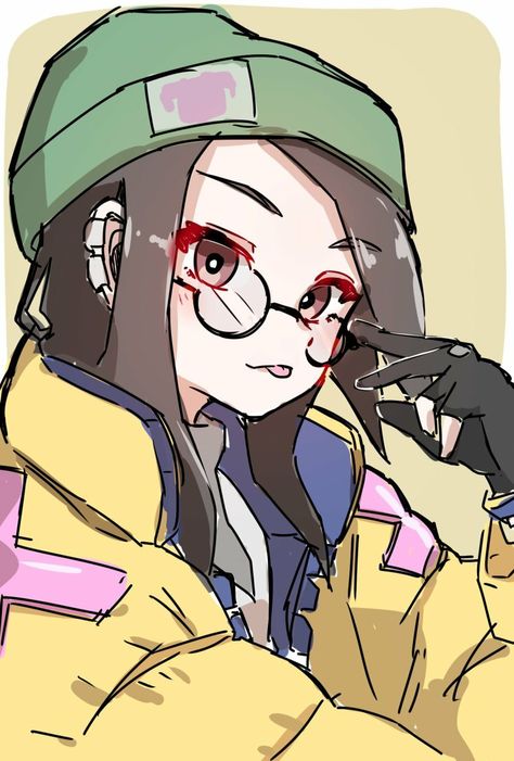 Killjoy Fanart, Valorant Pfp, Valorant Wallpaper, Killjoy Valorant, Valorant Fanart, Glasses Look, Yellow Belt, Round Eyewear, Hat Hair