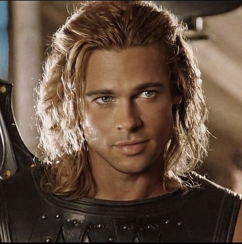 Troy Film, Brad Pitt Long Hair, Troy Achilles, Brad Pitt Troy, Troy Movie, Guy Haircuts Long, Robb Stark, Leonardo Dicaprio, Brad Pitt