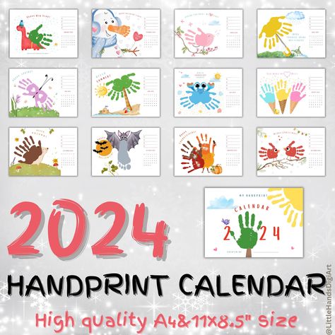 Handprint Calendar Preschool, 3s Preschool, Handprint Calendar, Craft Handprint, Diy Kid Activities, Calendar Art, Preschool Class, Diy Calendar, Handprint Craft