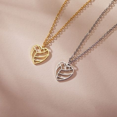 Volleyball heart! what’s your favorite color? 🫶❤️ Heart Volleyball, Pendant Chain Gold, Volleyball Heart, Volleyball Necklace, Gold Chain With Pendant, Women Volleyball, Gift For Woman, Geometric Jewelry, Chain Gold