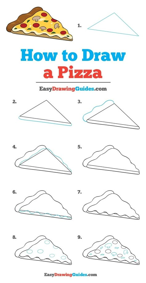 Draw Pizza Easy, Pizza Painting Easy, How To Draw Food Easy, How To Draw Pizza, Pizza Drawing Easy, How To Draw Food, Pizza Painting, Pizza Drawing, Pizza Easy