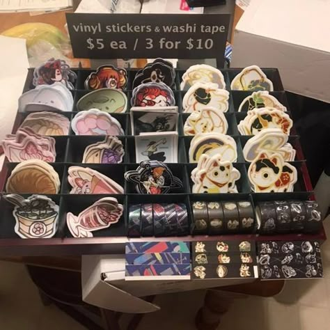 Artist Booth, Fancy Wrapping, Table Booth, Sticker Display, Convention Booth, Creative Booths, Art Booth, Art Fair Booth, Vendor Booth Display