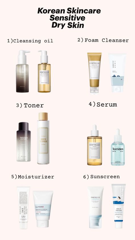 Korean skincare Dry Skin Korean Skincare Routine, Good Skincare For Dry Skin, Korean Products For Dry Skin, Cheap Korean Skincare Products, How To Layer Your Skincare, Korean Skin Care Dry Skin, Korean Skincare Dry Sensitive Skin, Korean Dry Skin Care Routine, Dry Skin Korean Skincare