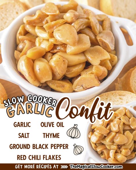 Garlic Crockpot, Garlic Confit Slow Cooker, Garlic Confit Crockpot, Garlic Confit, Braised Carrots, Slow Cooked Ribs, Roasted Garlic Recipe, Confit Recipes, Roast Beef Dinner