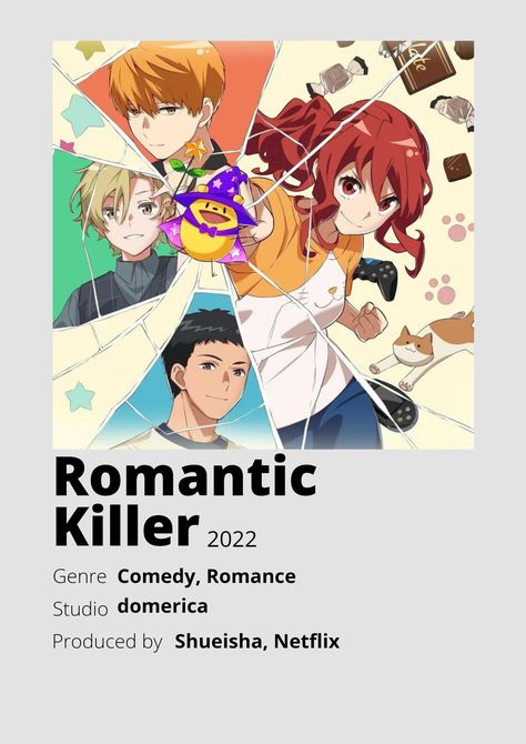 Romantic Killer Poster, Romantic Anime Movie, Tsukasa Kazuki, Romance Anime List, Romantic Comedy Anime, Romantic Killer, Anime Minimalist Poster, Shojo Anime, Best Romance Anime