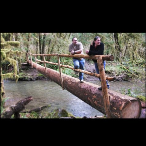 Simple log bridge Log Bridge, Backyard Bridges, Following God, Bridge Model, Ponds Backyard, Garden In The Woods, Backyard Projects, Wooden Garden, Simple Diy