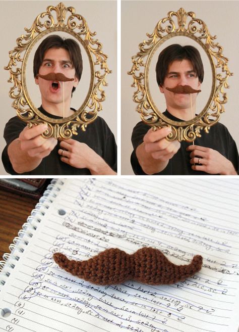 {Crochet}: Mustache, mustache and more mustache | Simply Tale Crochet Moustache Free Pattern, Crochet Mustache Pattern Free, Crochet Mustache Pattern, Crochet Mustache, Beard Grooming Products, Crochet Beard, Crochet Gnomes, Handlebar Mustache, Sewing Stitches