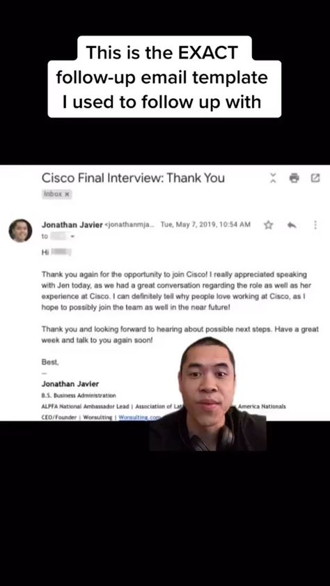 jonathanwordsofwisdom on Instagram: People always ask me “what do I send a follow-up email template” after an interview, watch this. Let’s breakdown the ones I sent to… How To Send An Email, Email After Job Interview, Follow Up Email After Interview No Response, Job Interview Thank You Email, Email Response To Interview Offer, Follow Up Email After Interview, Follow Up Email After Meeting, Thank You Email After Interview Sample, Interview Follow Up Email