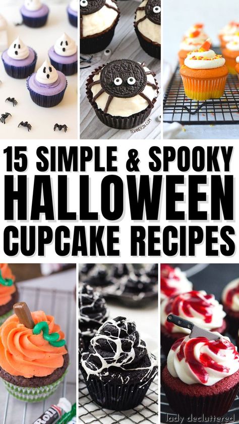 15 Simple & Spooky Halloween Cupcake Recipes Chocolate Spider Web, Halloween Cupcake Recipes, Spider Web Cupcakes, Graveyard Cupcakes, Halloween Desserts Scary, Good Cupcakes, Halloween Food For Adults, Spider Cupcakes Halloween, Scary Halloween Food