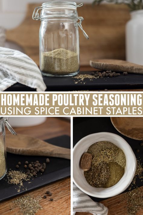 Poultry seasoning is a staple in so many kitchens, especially during the cooler months and around the holidays. Keep this homemade poultry seasoning recipe on hand so you can mix some up if you ever run out. Poultry Seasoning Recipe Simple, Homemade Poultry Seasoning, Homemade Poultry Seasoning Recipe, Poultry Seasoning Recipe, Meatless Chicken, Italian Seasoning Recipe, Pumpkin Fudge, Spice Mix Recipes, Homemade Spice Blends