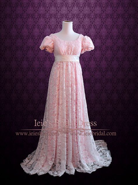 Vintage Style Prom Dresses, Pink Wedding Gown, Gray Ghost, Pink Wedding Gowns, Empire Waist Wedding Dress, Ghost Bride, Saree Beautiful, Bride Costume, Empire Wedding Dress