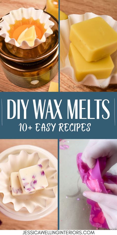 These simple DIY wax melts will make your home smell amazing and they make great gifts too! Use soy, paraffin or even beeswax. Gulf Wax Uses, Essential Oil Wax Melt Recipes, Wax Melt Tips, How To Make Wax Melts, Homemade Wax Melts, Wax Melts Recipes, Natural Wax Melts, Candle Stamping, Make Your Home Smell Amazing