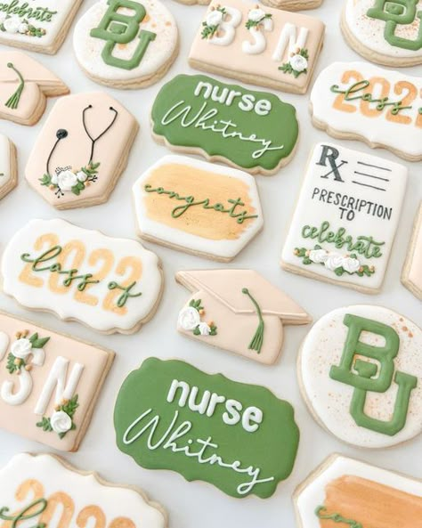 Nurse Grad Party, Nurse Grad Parties, Nursing Grad Party, Nurse Graduation Party Decorations, Grad Cookies, Grad Party Theme, Nurse Graduation Party, Sugar Cookie Icing Recipe, Nurse Cookies