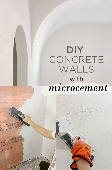 DIY concrete bathroom walls with Microcement - Jenna Sue Design Blog Concrete Bathroom Walls, Diy Concrete Bathroom, Concrete Walls Diy, Cement Bathroom, Concrete Shower, Jenna Sue Design, Jenna Sue, Cement Walls, Diy Plaster