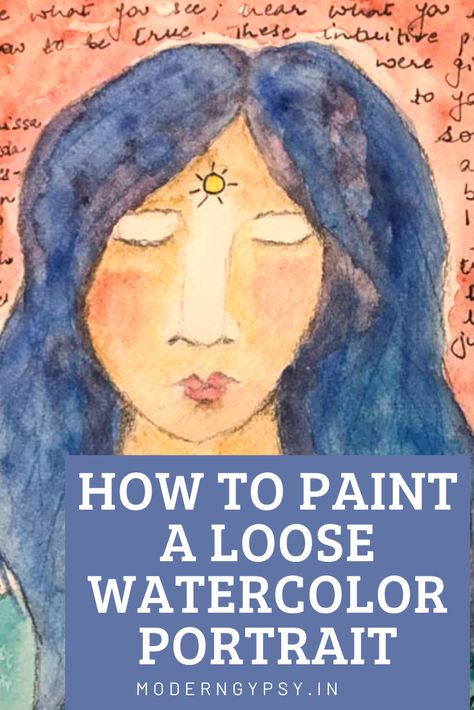 Learn how to paint a watercolor portrait with this step-by-step video tutorial. This easy technique will have you painting a watercolor portrait in your art journal in no time! Watercolor Self Portrait Abstract, Abstract Portrait Tutorial, Watercolour Portrait Abstract, Watercolor Face Tutorial, Watercolor Portraits Easy, Watercolor Step By Step, Watercolor Portrait Tutorial, Modern Watercolor Paintings, Watercolor Cartoon