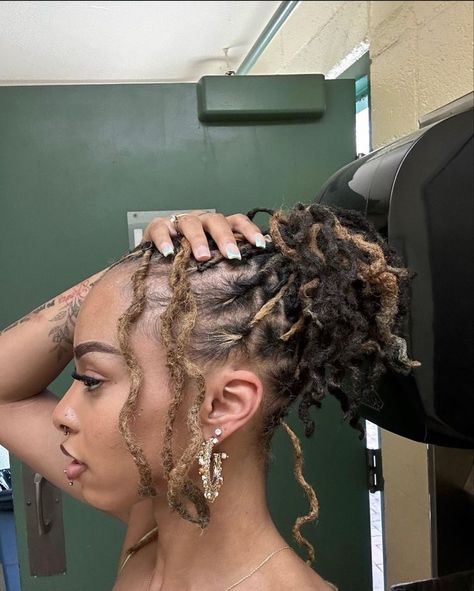 Loose Curl Locs, Locs With Dress, Bday Loc Styles, Fancy Dreadlocks Hairstyles, Fancy Locs Hairstyles, Loc Hairstyles Updo, Prom Locs Hairstyles For Women, Curled Loc Styles, Prom Hairstyles Locs