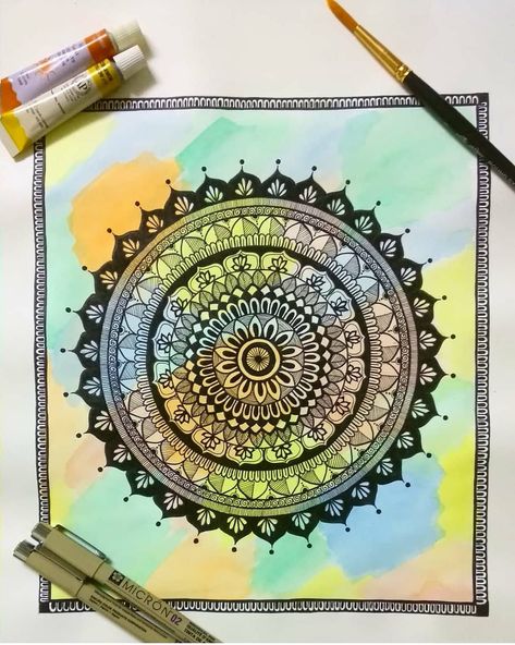 Spiritual Circle, Colorful Canvas Paintings, Flag Drawing, Mandala Ideas, Mandala Book, Drawing Collection, Watercolor Mandala, Easy Mandala, Bengali Art