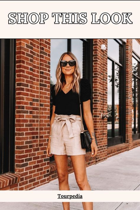 Simple and put together with black t-shirt and beige paperbag shorts. Click to get the whole look details!

Get inspired with trendy fashion tips and elevate your wardrobe with these chic outfit combinations. Click to explore your new favorite looks! 👗✨👠 #OutfitIdeas #FashionInspiration #StyleGuide #TrendyLooks #WardrobeEssentials #ChicFashion #EverydayStyle #OOTD Paperbag Shorts Outfit, Sleek Outfit, Wardrobe Styling, Paperbag Shorts, What Should I Wear, Shorts Outfit, Chic Outfit, Outfit Combinations, Wardrobe Style