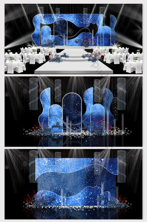 Star Theme Wedding, Hiasan Pentas, Moon Wedding Theme, Blue Starry Sky, Starry Wedding, Galaxy Wedding, Starry Night Wedding, Star Theme, Wedding Stage Design