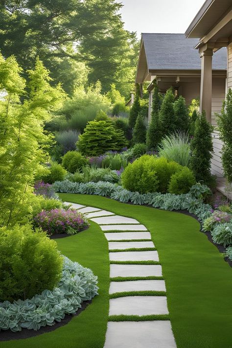 Front Sidewalk Ideas Front Sidewalk Ideas, Small Garden Ideas, Small Gardens, Lush Greenery, Small Garden, Front Yard, Borders, Garden Ideas, Lush