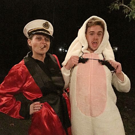 Hugh Hefner And Bunny Costume Reverse, Huge Hefner And Bunny Costume, Bunny Couple Costume, Hugh Hefner And Bunny Costume, Halloween Cosplay Ideas, Bunny Couple, Couple Costume, Hugh Hefner, Bunny Costume