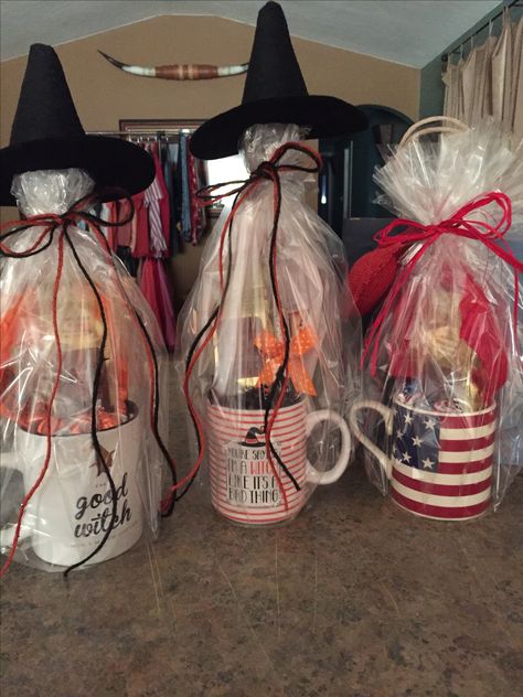 Coffee cup gift baskets for Halloween and Veterans Day. Veteran Recognition Ideas, Veterans Day Basket Ideas, Veterans Day Gift Baskets, Veterans Day Gift Ideas Diy, Veterans Day Gift Ideas, Gift Ideas For Employees, Veteran Gifts, Veterans Gifts, Veterans Appreciation