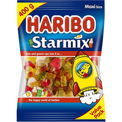 Haribo Starmix Share Bag 400g | Woolworths British Snacks, 1990 Style, Fruity Snacks, Beef Gelatin, British Tea, Caramelized Sugar, Fruit Flavored, Gummy Bears, Gummy Candy