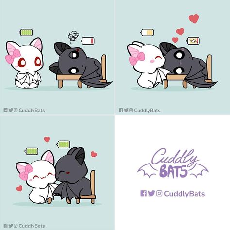 Bats In Love, Cuddly Bats, Couple Comic, Anime Meme Face, Cute Dragon Drawing, Draw Comics, Cute Couple Comics, Couple Stuff, Chibi Art