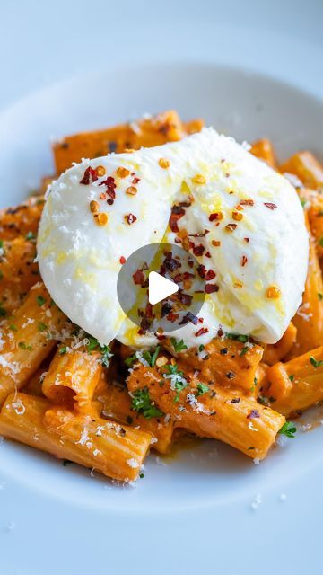 Rigatoni With Burrata, Pasta Recipes With Burrata, Pasta With Buratta, Pesto Pasta With Burrata, Burrata Cheese Pasta, Tortiglioni Recipes Pasta, Rigatoni Burrata, Buratta Pasta Recipes, Burrata Recipe Pasta