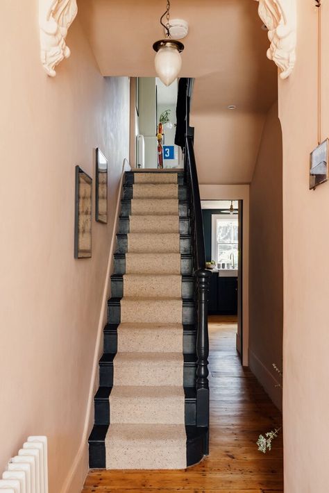 A Colorful Family Home in London 7 Victorian Hallway, Victorian Townhouse, London Townhouse, Wooden Floorboards, Cast Iron Fireplace, Hallway Designs, The Modern House, Large Bedroom, Sliding Glass Door