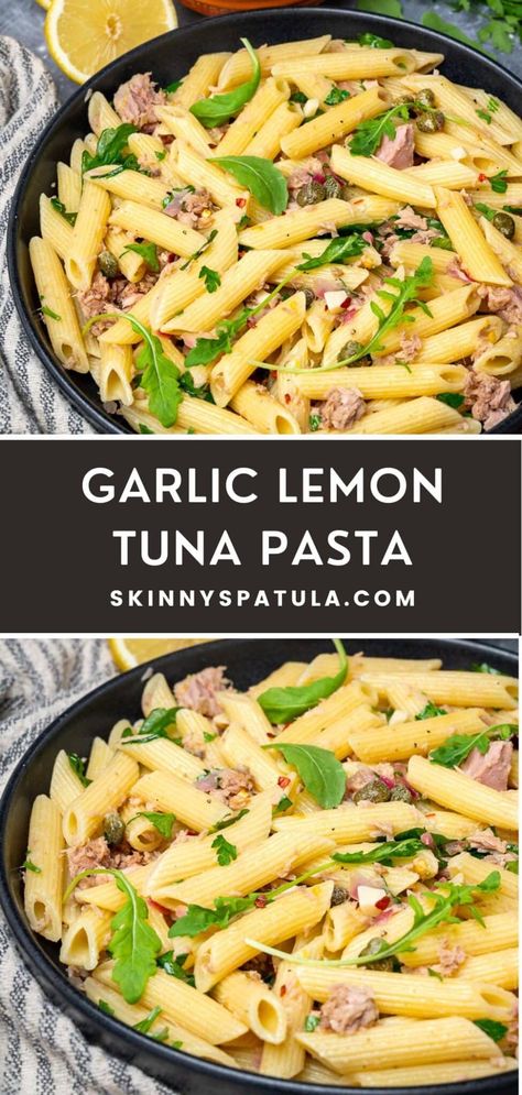 Garlic Lemon Tuna Pasta, Lemon Pepper Tuna Packet Recipes, Pasta With Tuna Recipe, Tuna And Pasta Recipes, Lemon Tuna Pasta, Tuna Pasta Recipes, Tuna Pasta Salad Recipes, Fish Meals, Canned Tuna Recipes