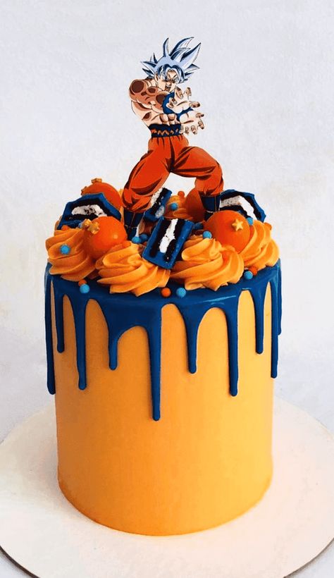 Dragon Ball Theme Cake, Goku Cake Design, Dragonball Cake Ideas, Dragon Ball Z Birthday Cake Ideas, Vegeta Cake Dragon Ball, Dragonball Z Birthday Cakes, Dragon Ballz Cake Ideas, Diy Dragon Ball Z Cake, Dragonball Birthday Cake