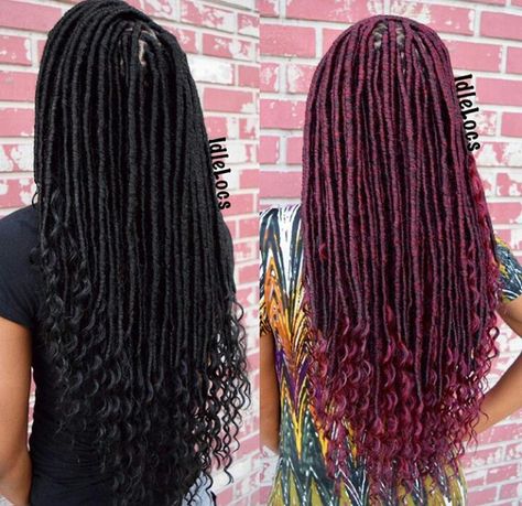 Faux locs with feathered ends Faux Locs With Curls At The End, Foxlocs Hairstyles, Faux Locs With Curly Ends, Faux Locs Curly Ends, Locs Curly, Curled Ends, Crochet Hairstyles, Faux Locks, Twisted Hair