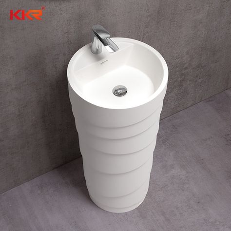 Diameter 450mm Round Design Freestanding Wash Basin KKR-1398-A 1.Oval shaped art design solid surface washbasin 2.High-End Italian washbasin design 3.CE & SGS are certificated 4.Non-porous, stain-resistant, durable and renewable 5.10 years international quality warranty Standing Wash Basin, Pedestal Sink Bathroom, Stone Pedestal, Luxury Toilet, Corian Solid Surface, Washbasin Design, Basin Sink Bathroom, Modern Sink, Basin Unit