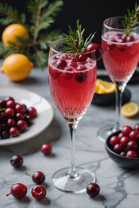 A photo of a  Cranberry Mimosa which is a type of champagne christmas cocktails Cranberry Mimosa, Cranberry Cider, Festive Holiday Cocktails, Champagne Recipes Cocktails, Ginger Fizz, Fall Cocktails Recipes, Cider Cocktails, Cocktail Garnish, Holiday Cocktail