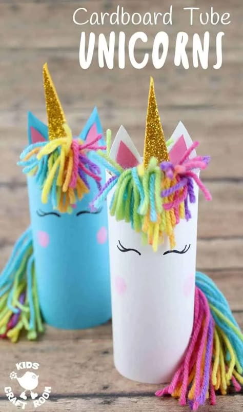 Unicorn Craft, Kids Craft Room, Unicorn Crafts, Craft Kids, Toilet Paper Roll Crafts, Paper Roll Crafts, Paper Towel Roll Crafts, Paper Rolls, Childrens Crafts