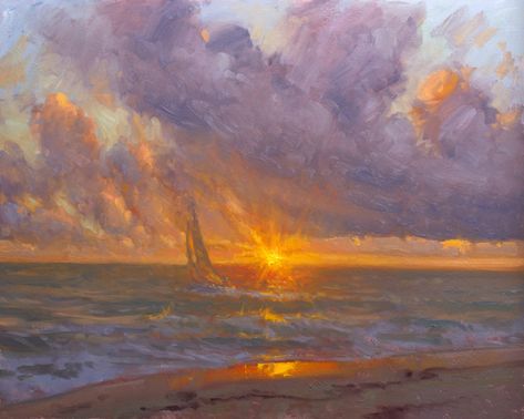 Sunset Paintings, Sunrise Artwork, Sunset Beach Pictures, Beach Paintings, Paint Inspo, Greece Art, Sunrise Painting, Sunrise And Sunset, Sunset Painting